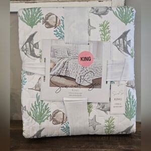 Sun and Sea King Quilt Nautical Beach Fish Ocean
